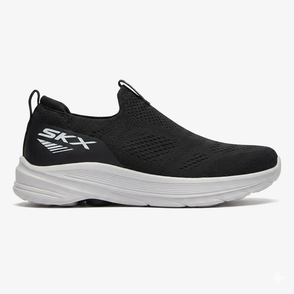 SKX Black Slip-On Sports Shoes