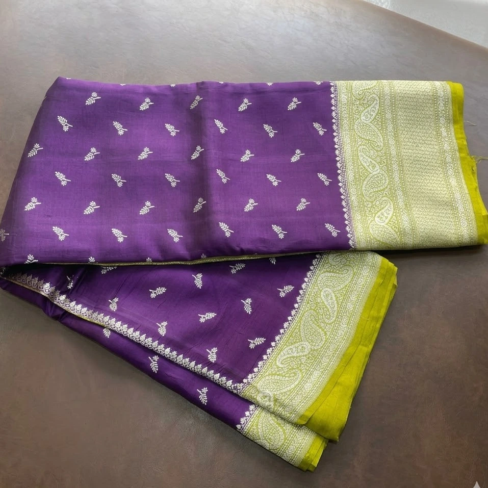 Banaras silk raw mango with silver border