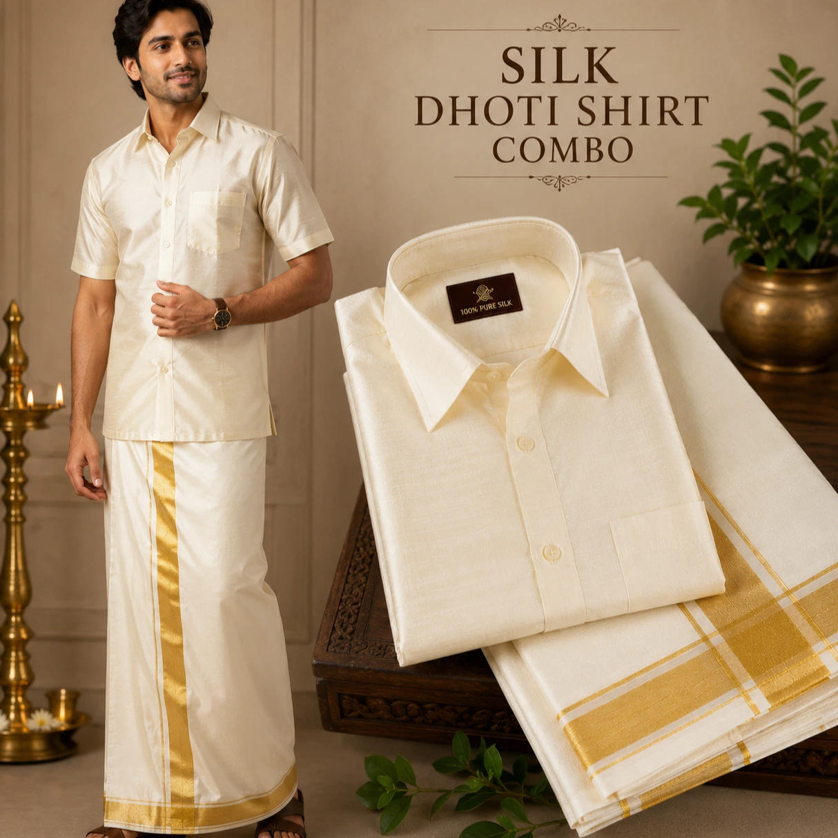 Silk Dhoti Shirt Combo