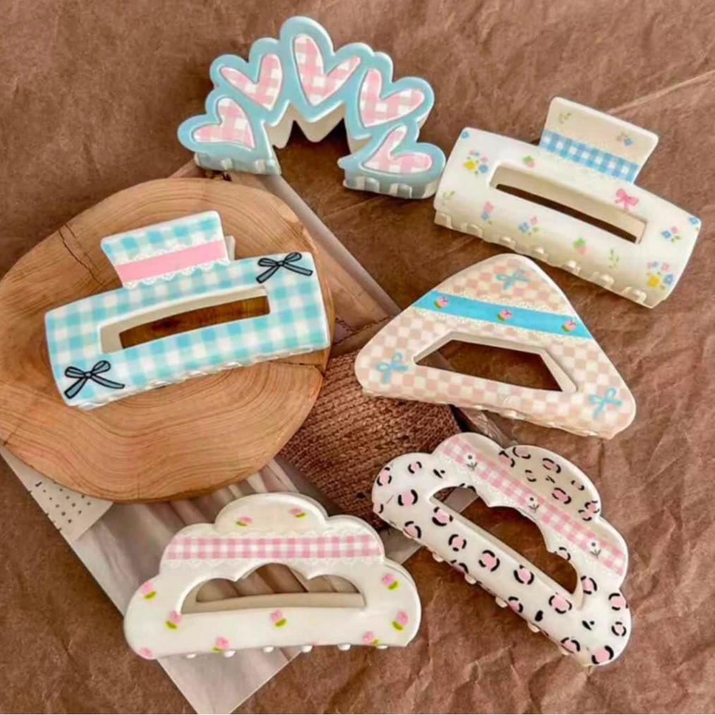 Pastel Printed Hair Clutcher Clips