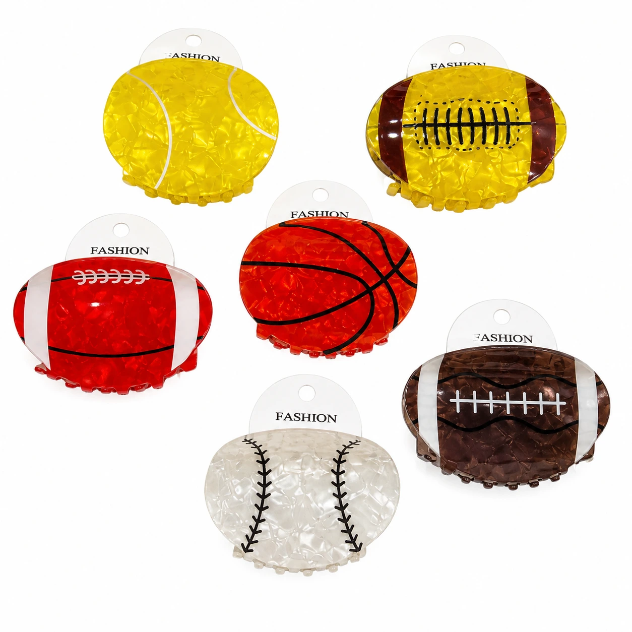 Sports Ball Acrylic Hair Clutcher Clips
