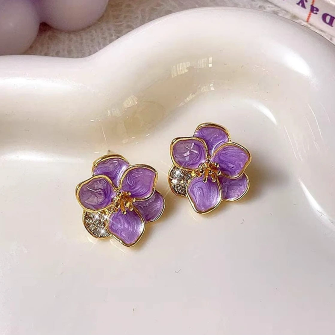 Purple Blossom Stud Earrings