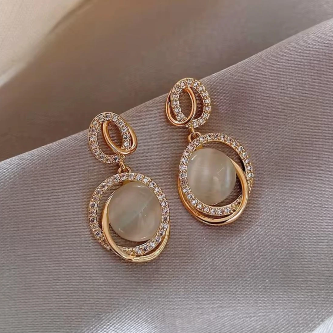 Pearl Orbit Stone Earrings
