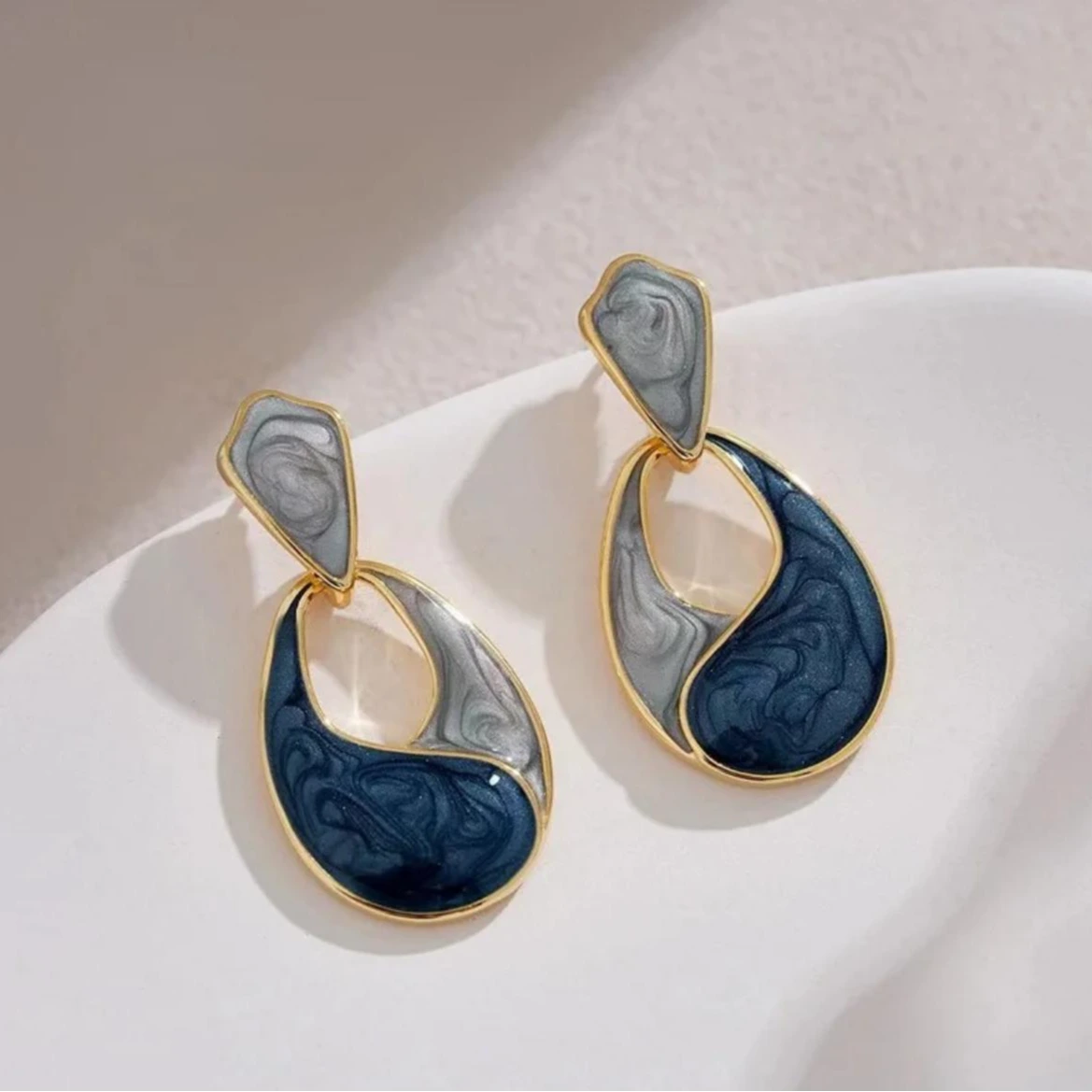Marble Wave Drop Earrings