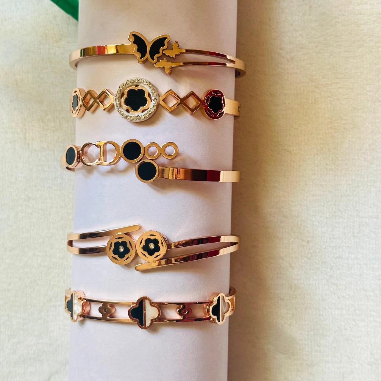 Rose Gold Designer Charm Bangle Collection