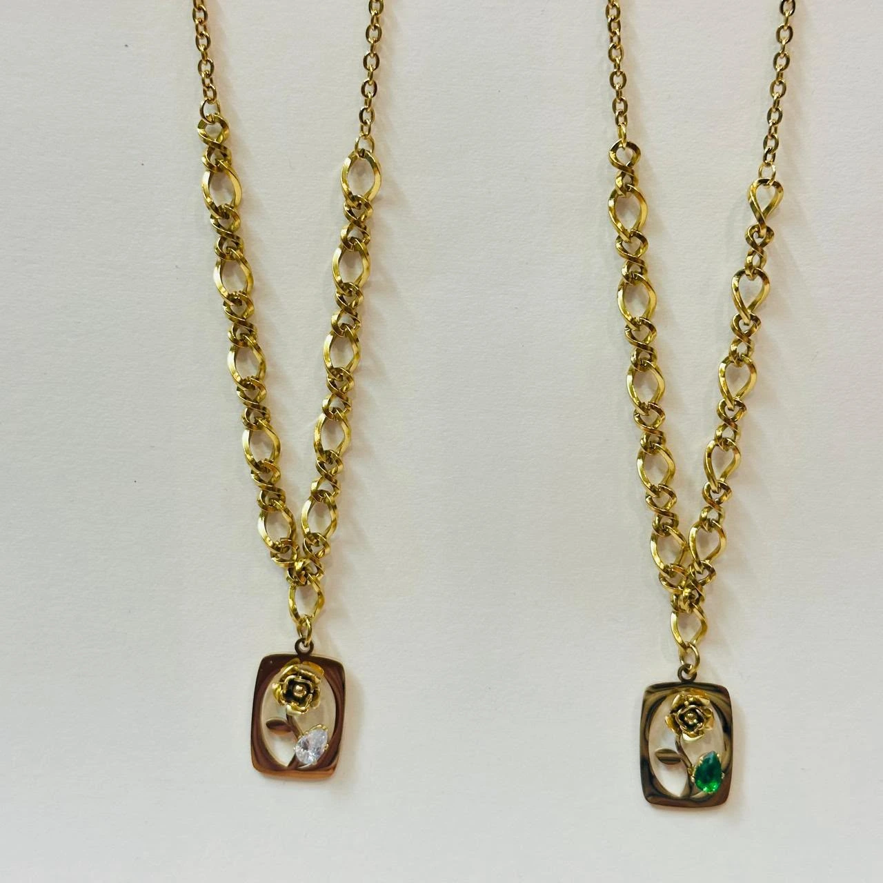 Gold-Tone Rose Pendant Chain Necklace