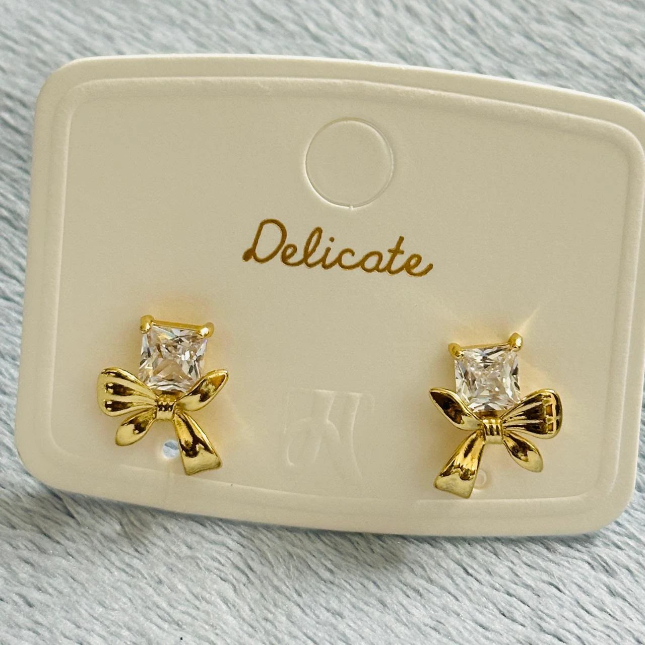Gold-Tone Crystal Bow Stud Earrings