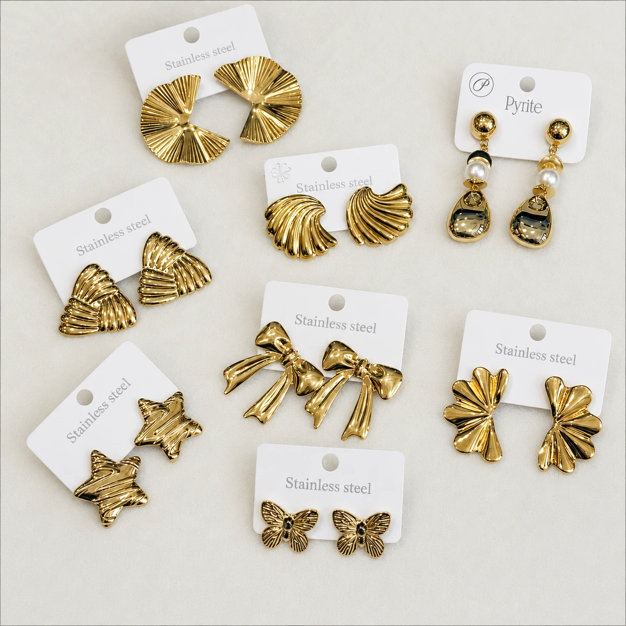 Gold-Tone Stainless Steel Statement Earring Collection
