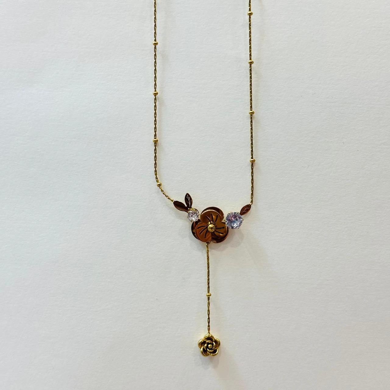 Gold-Tone Floral Drop Pendant Necklace