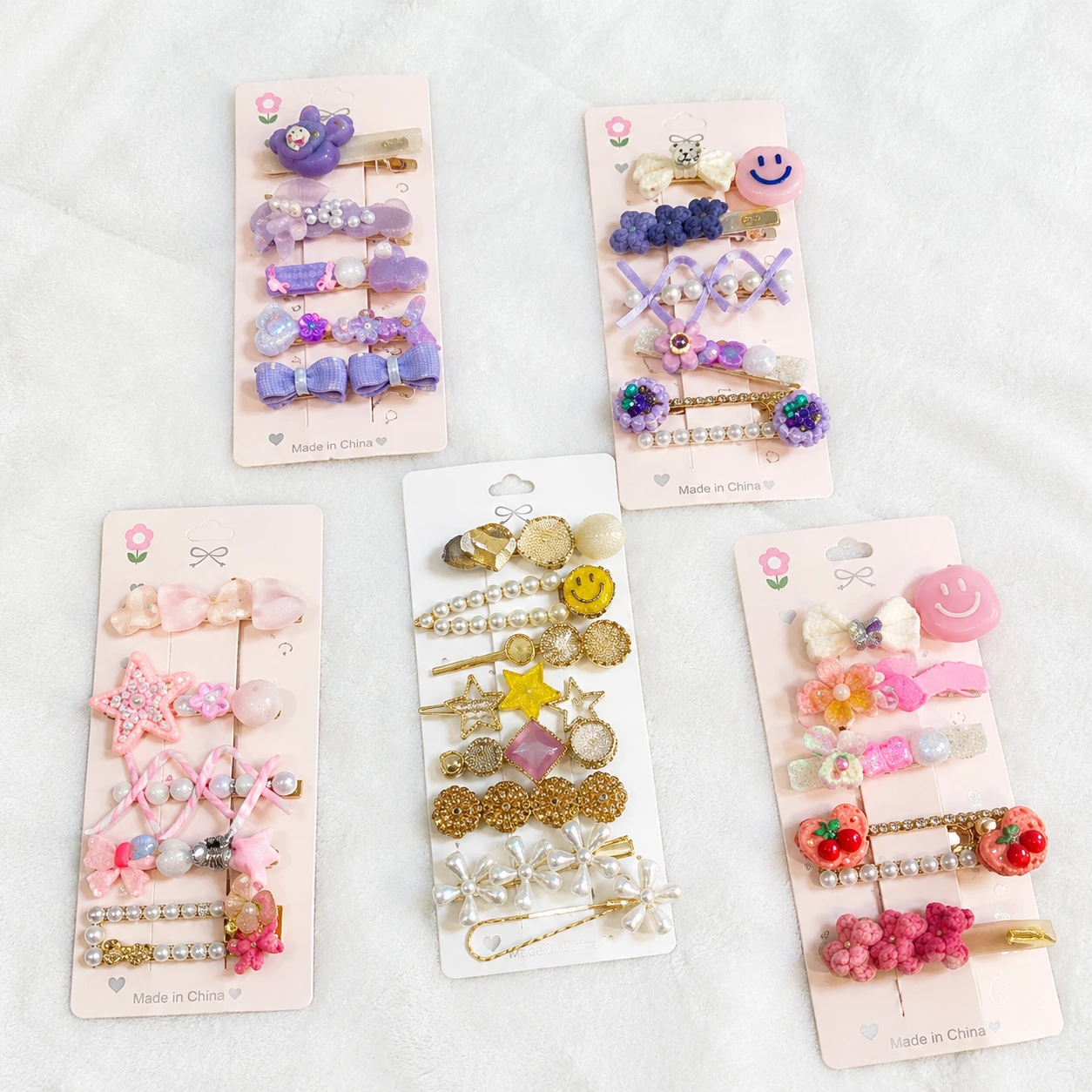 Korean Pastel Charm Hair Clip Set