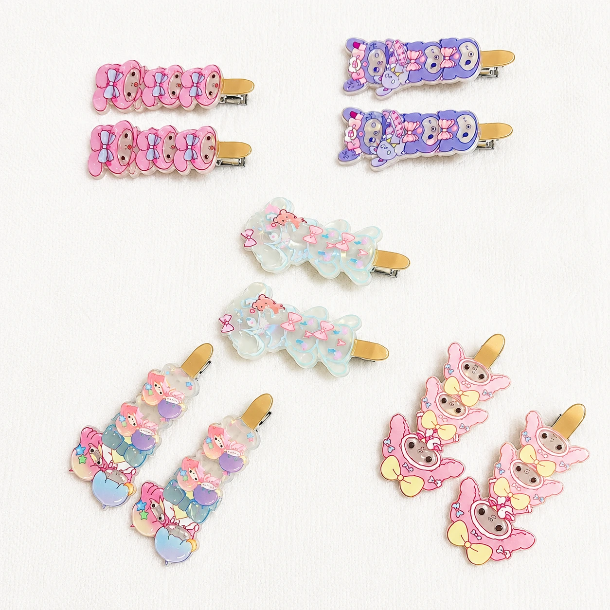 Pastel Cartoon Character Hair Clip Set