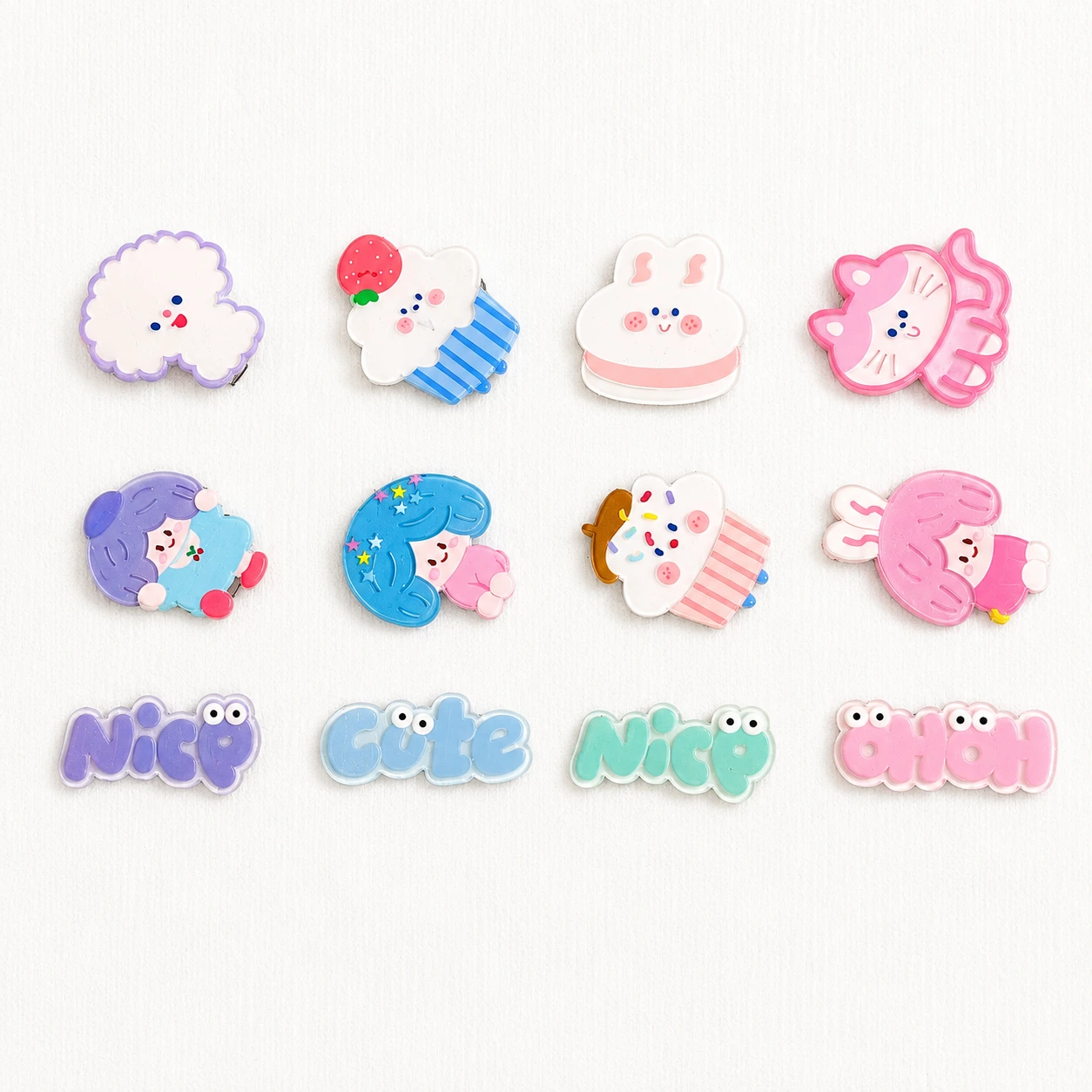 Pastel Kawaii Mini Hair Clip Set