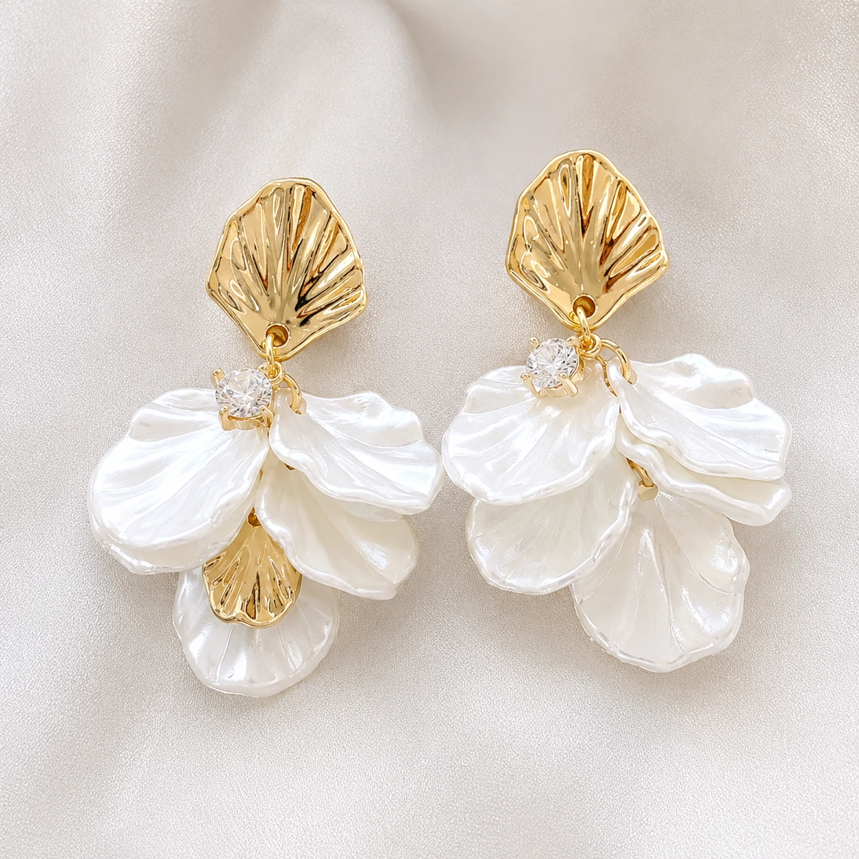 Pearl Petal Blossom Drop Earrings