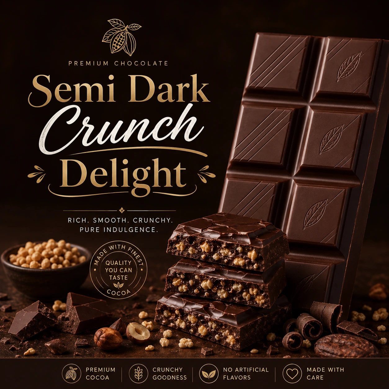Semi Dark Crunch Delight 100gms
