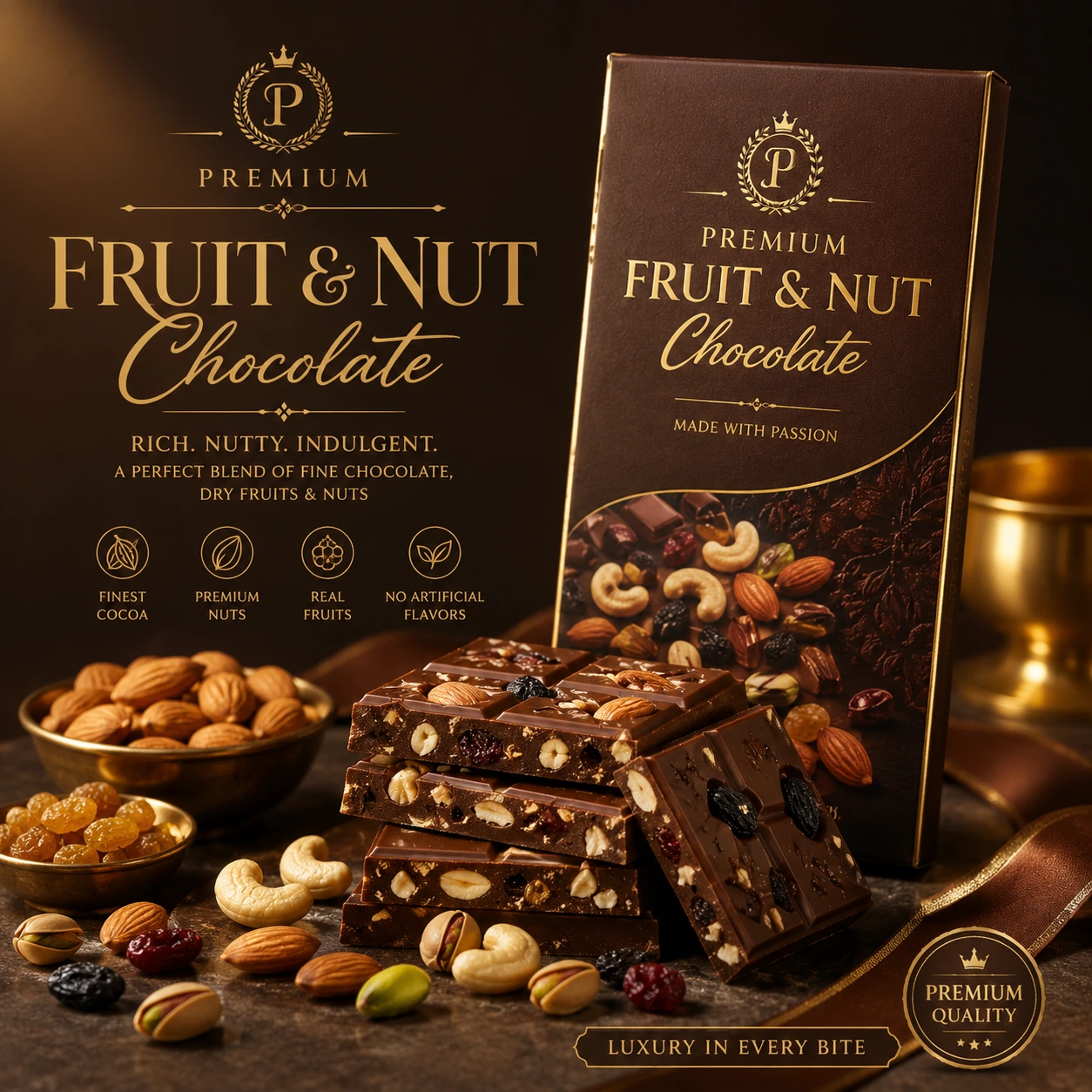 Premium Fruit and Nut Chocolate 100gms