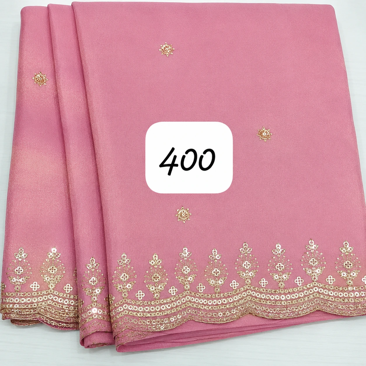 Light Pink Embroidered Border Fabric
