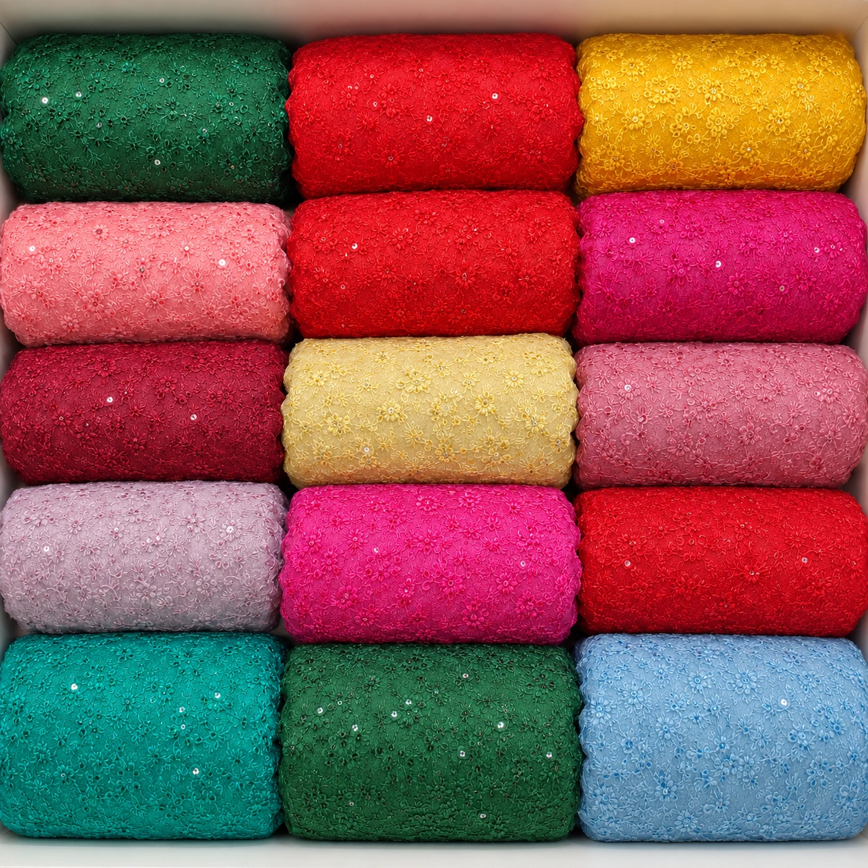 Multicolor Embroidered Chikan Fabric