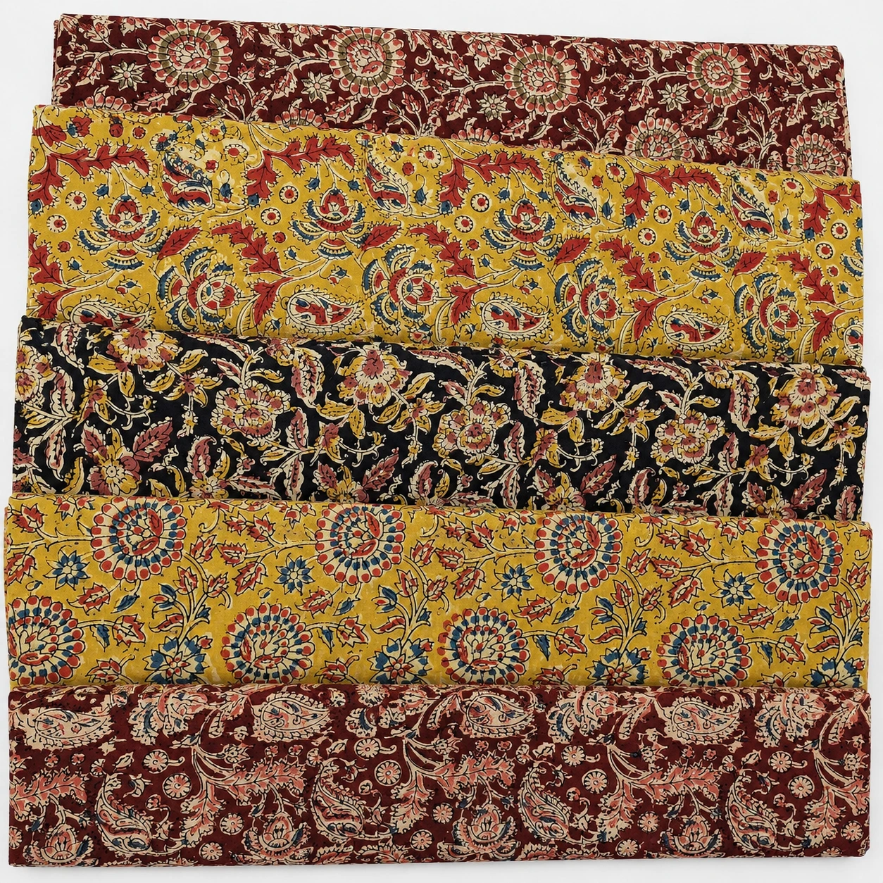 Kalamkari Floral Printed Cotton Fabric Combo