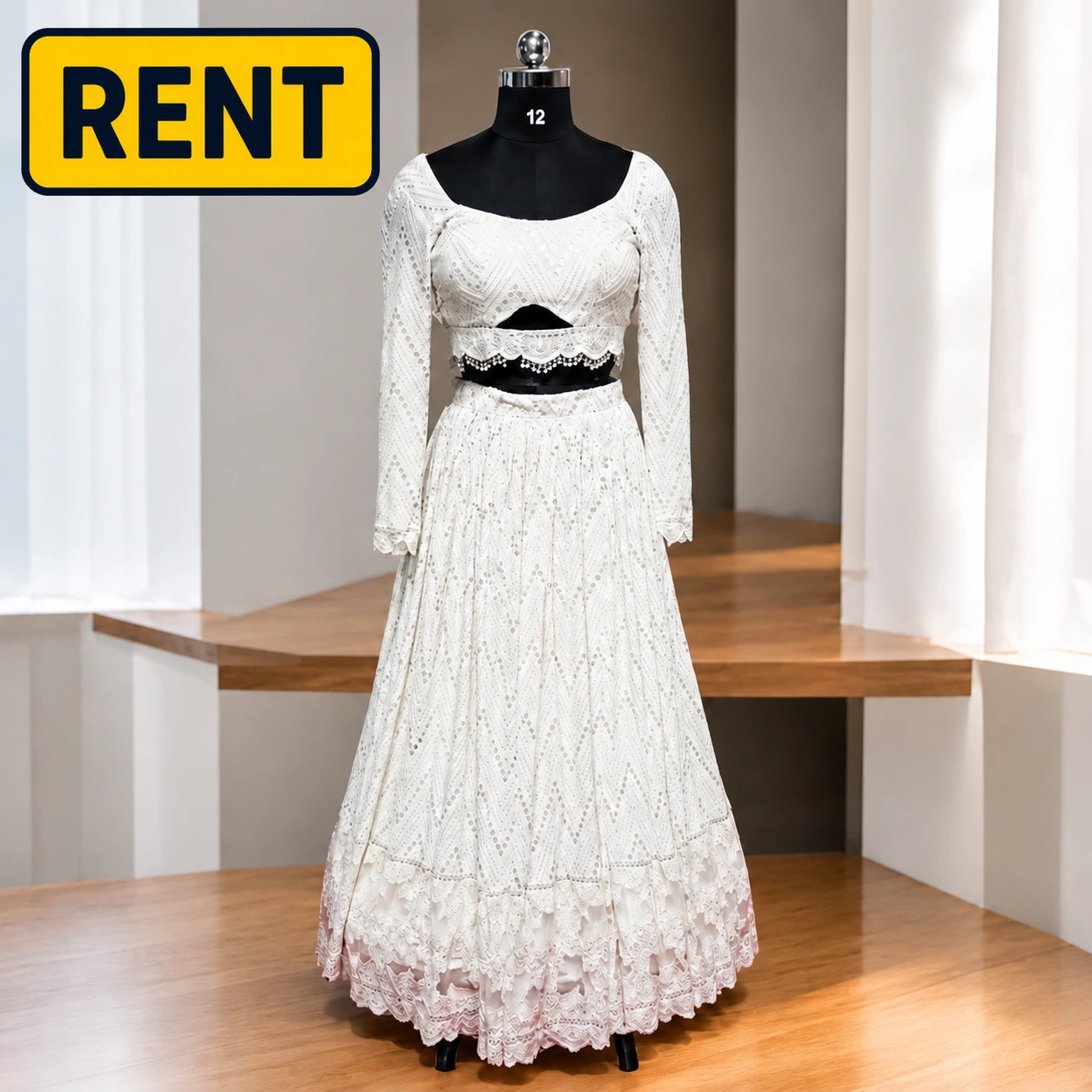 White Designer Lace Gown
