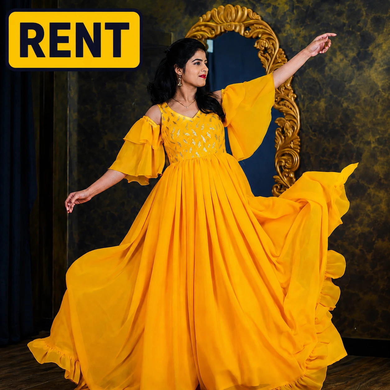 Yellow Designer Maternity Gown