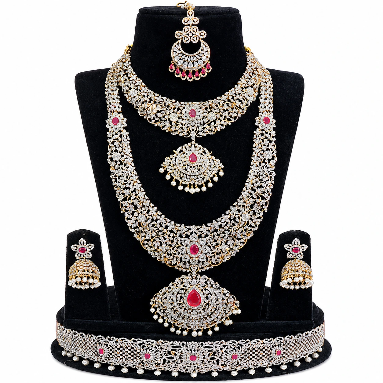 Royal Ruby Diamond Bridal Jewellery Set
