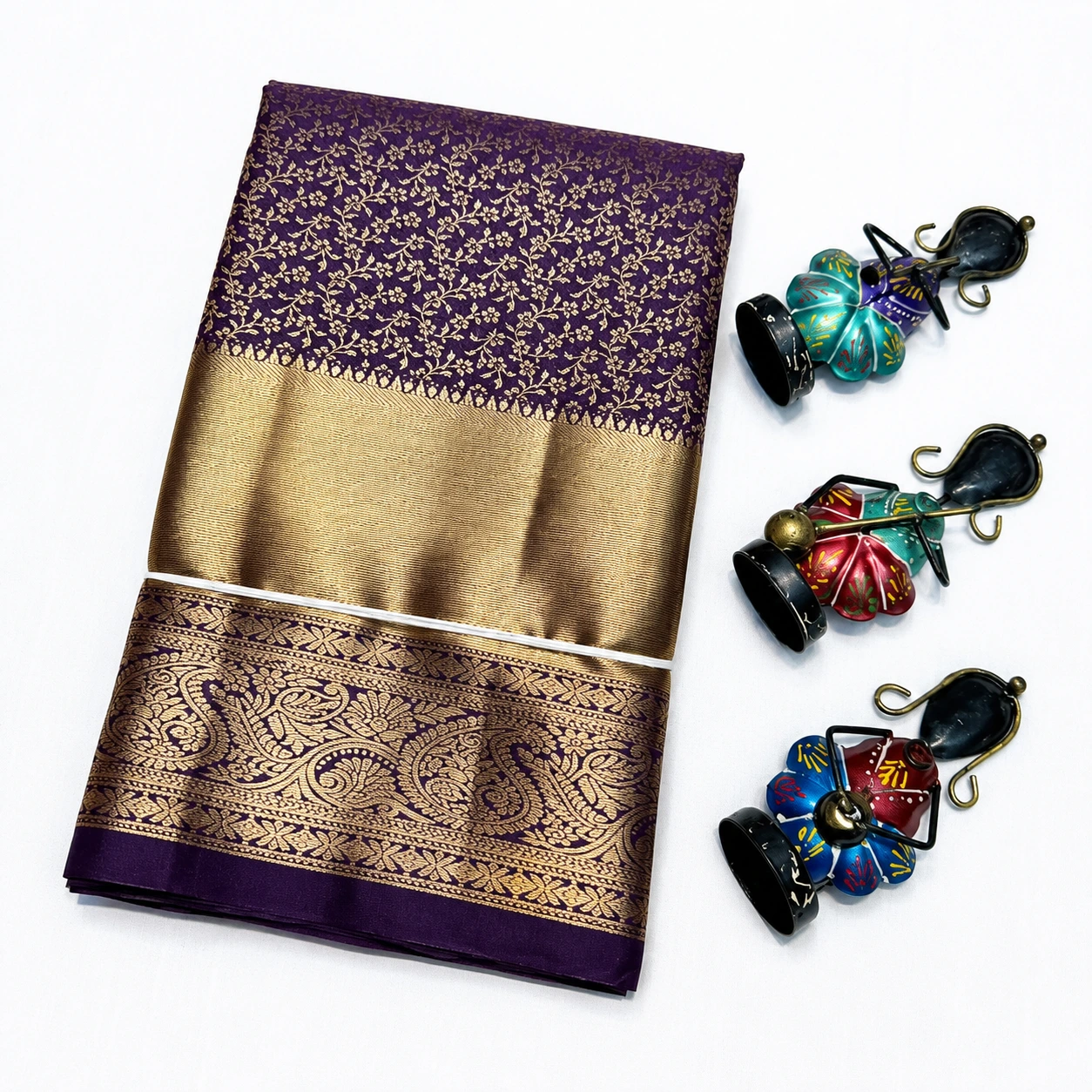 Premium Purple Gold Banarasi Silk Saree