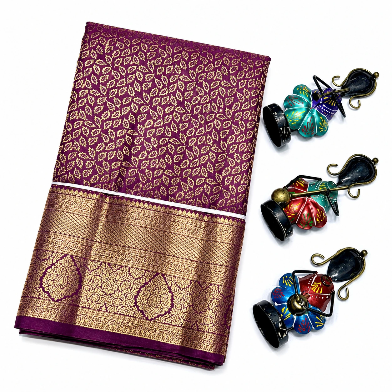 Premium marron Gold Banarasi Silk Saree