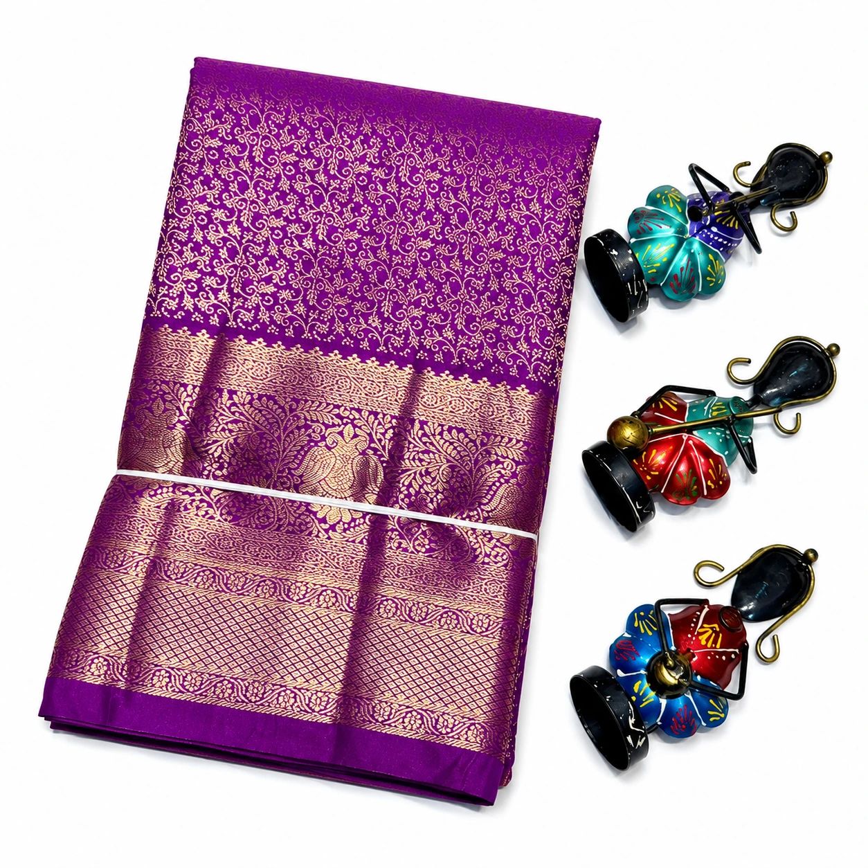Premium Magenta Gold Banarasi Silk Saree
