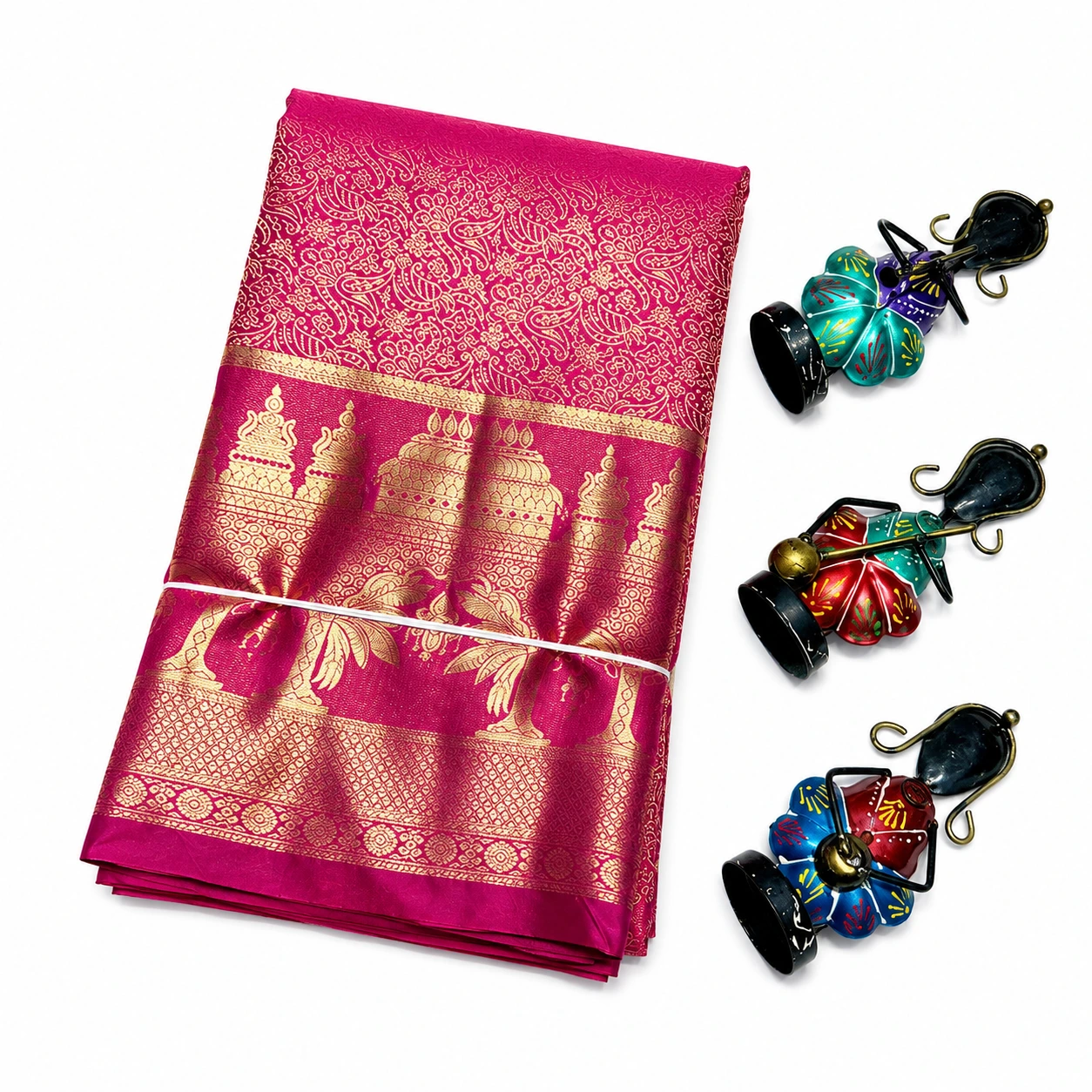 Premium Pink Gold Banarasi Silk Saree