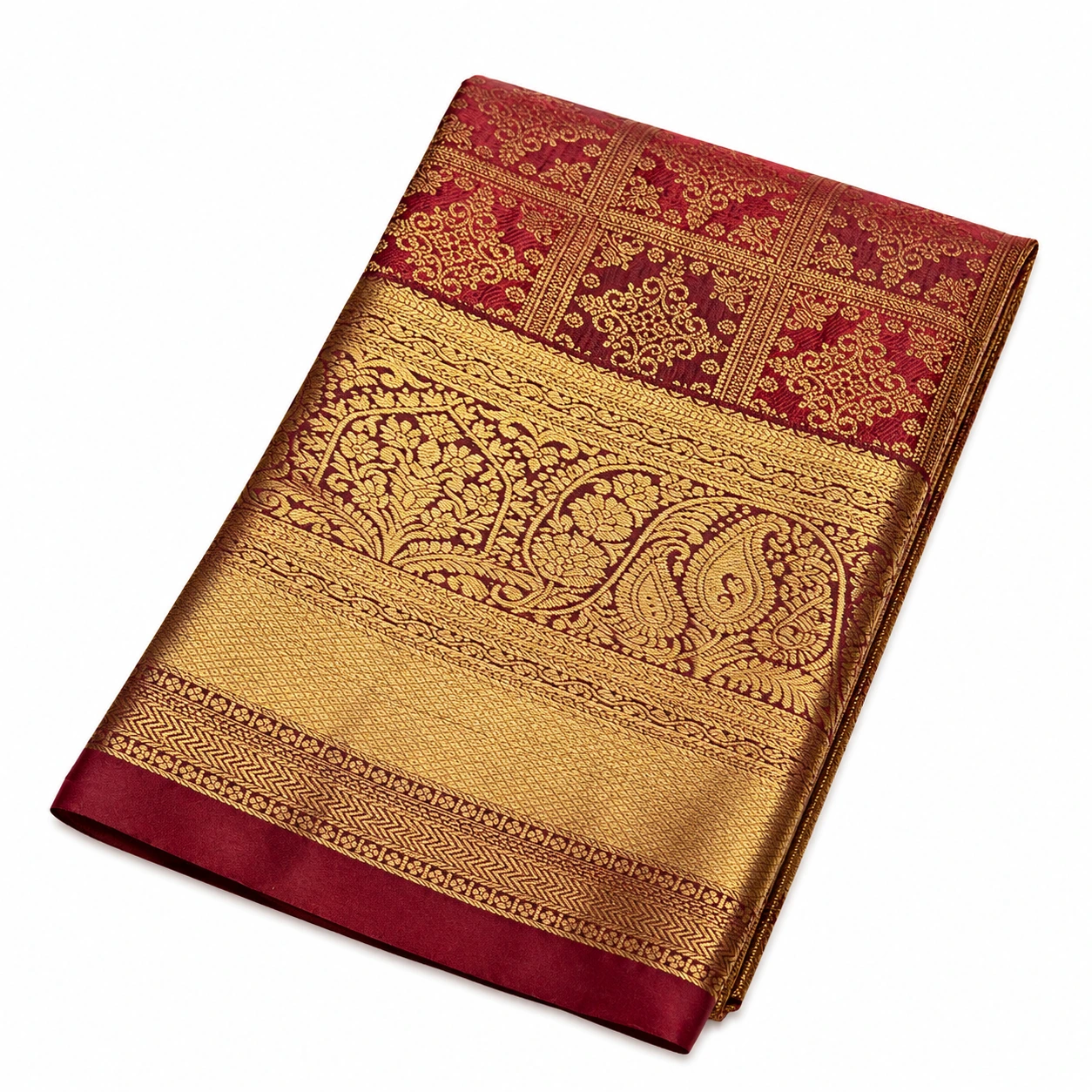 Premium Maroon Gold Banarasi Silk Saree