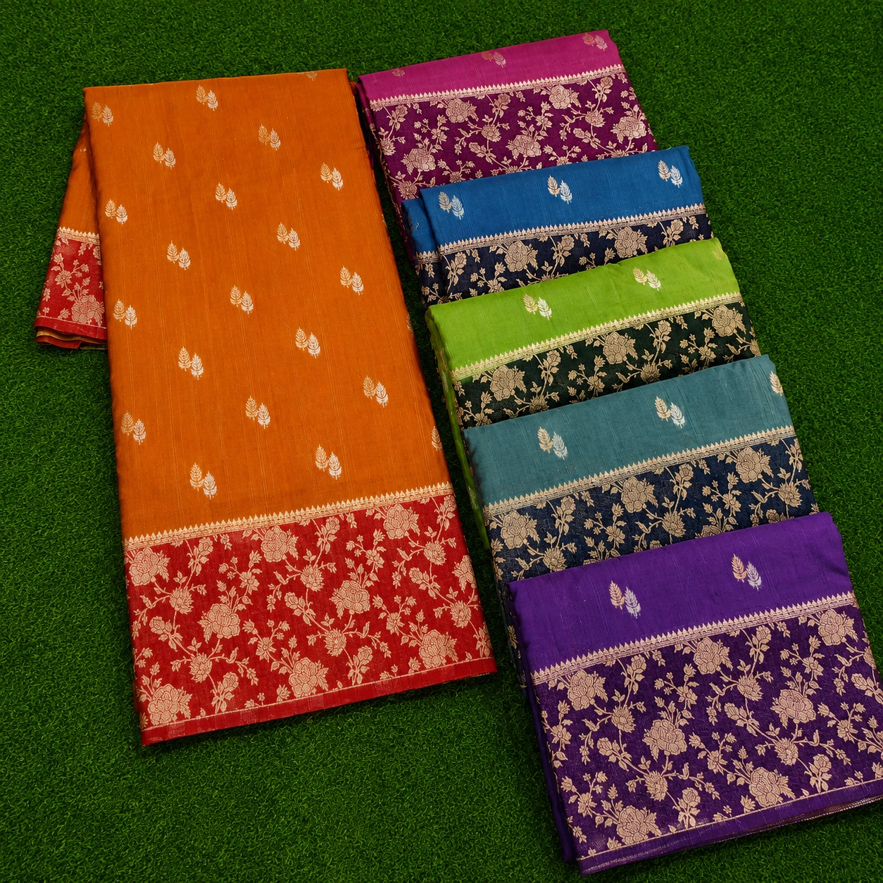 Floral Zari Border Fancy Saree with Blouse