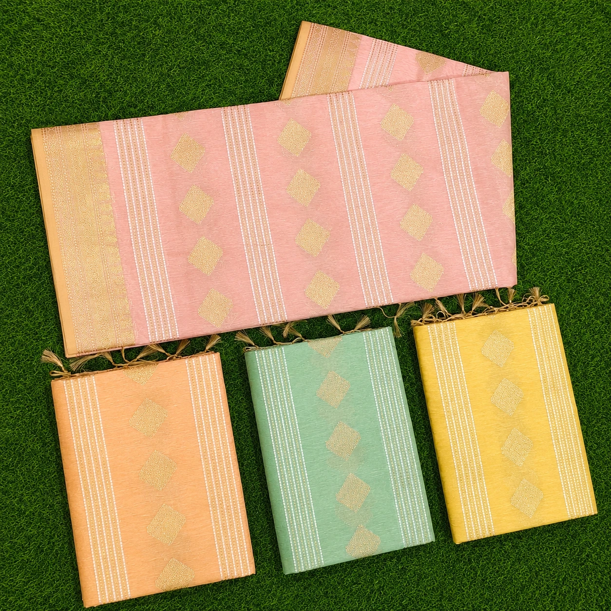 Pastel Soft Silk Fancy Saree with Golden Butta Work