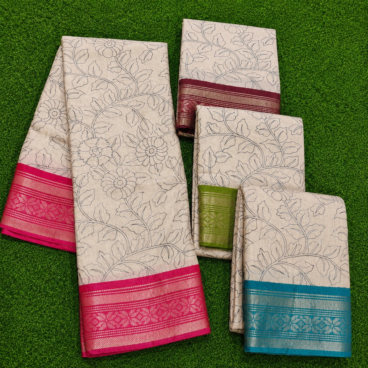 Classic Floral Printed Fancy Saree with Zari Border