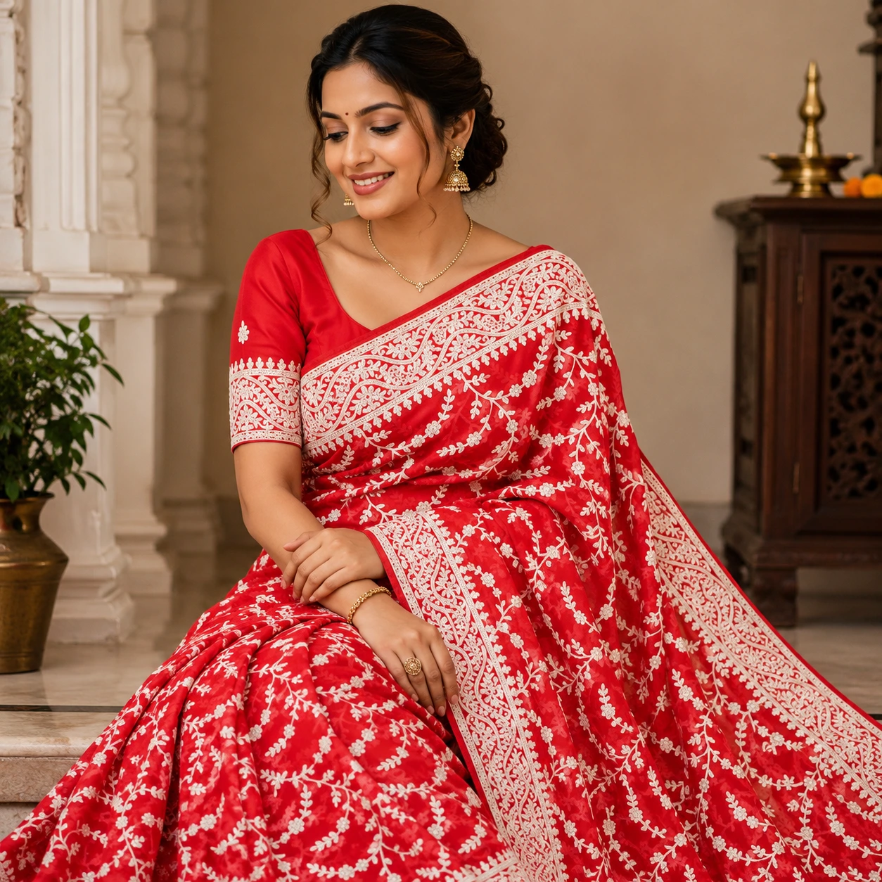 Pure Georgette Chikankari Saree SV118