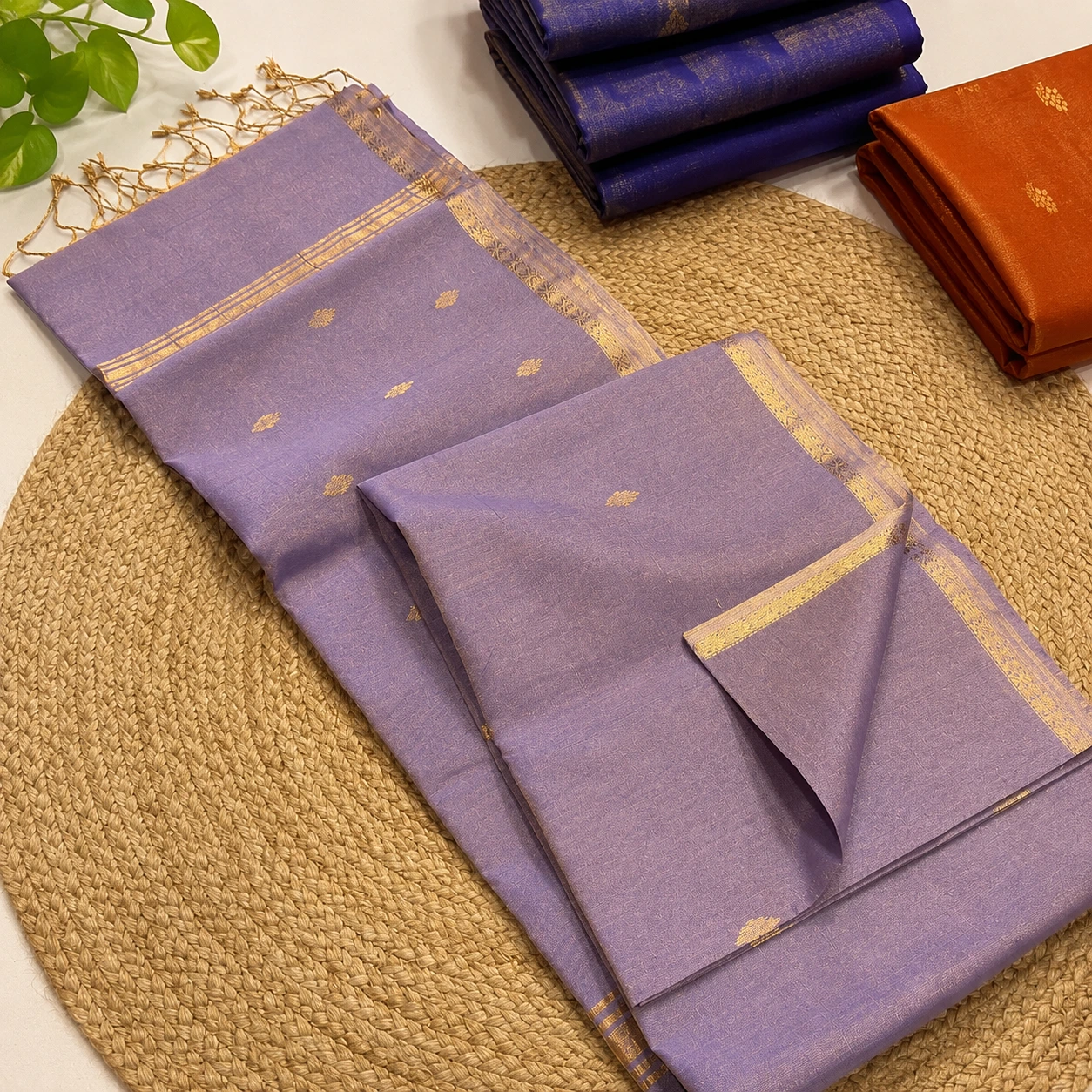 Lavender Gold Butta Chanderi Pattu Saree