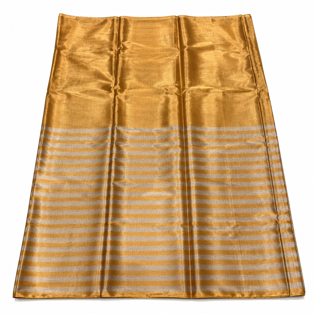 Golden Silver Striped Chanderi Tissue Silk Saree