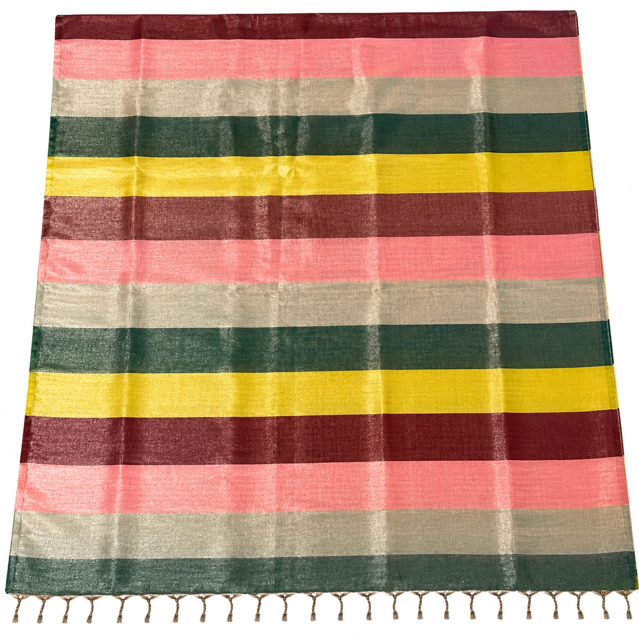 Multicolour Striped Chanderi Tissue Silk Saree