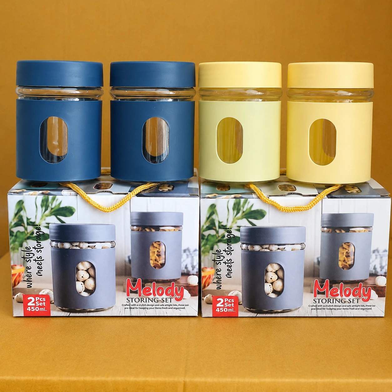 Melody 2-Piece Glass Storage Jar Set – 450 ml
