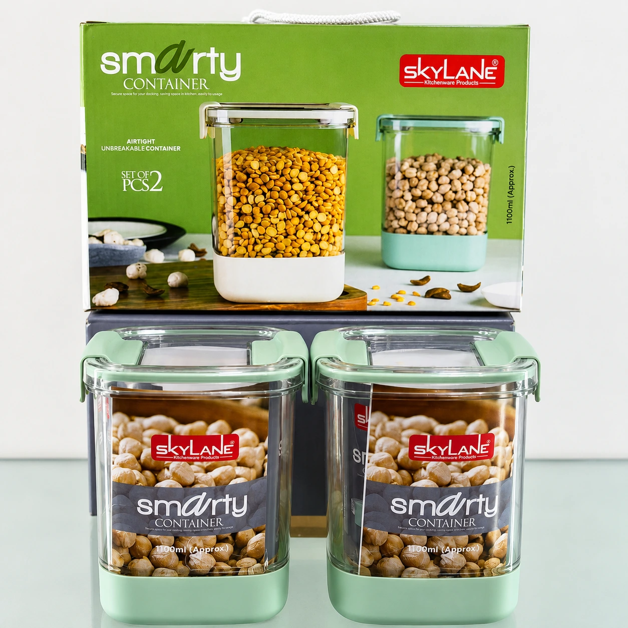SkyLane Smarty Airtight Container Set – 2 Pieces, 1100 ml