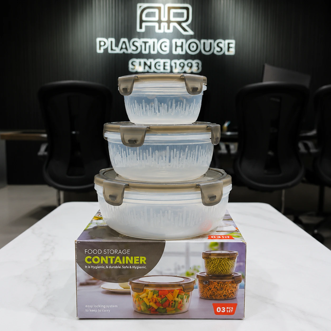 Round Food Storage Container Set – 3 Pieces