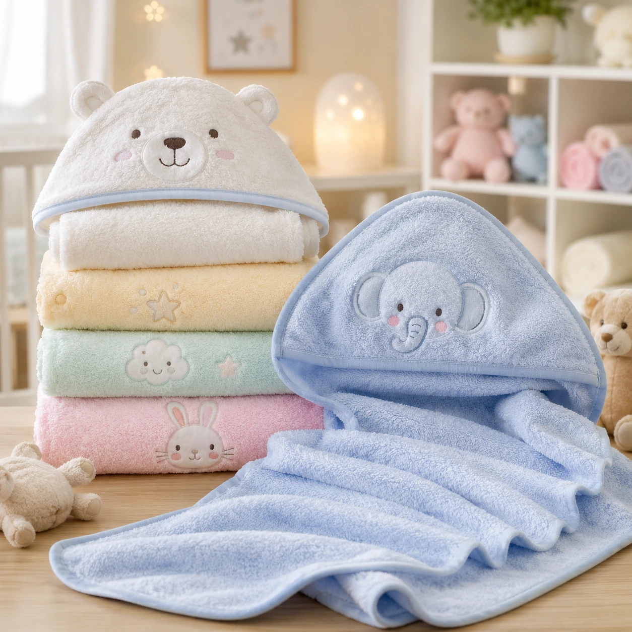 Soft Hooded Baby Bath Towel Set