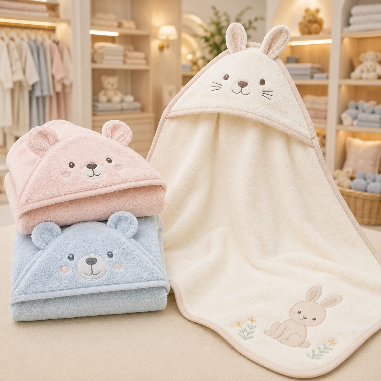 Soft Hooded Baby Bath Towel Set