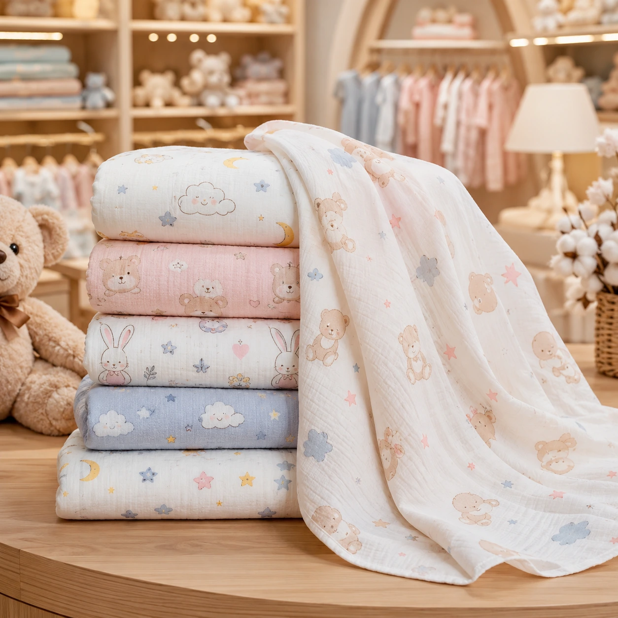 Soft Muslin Printed Baby Swaddle Cloth Set