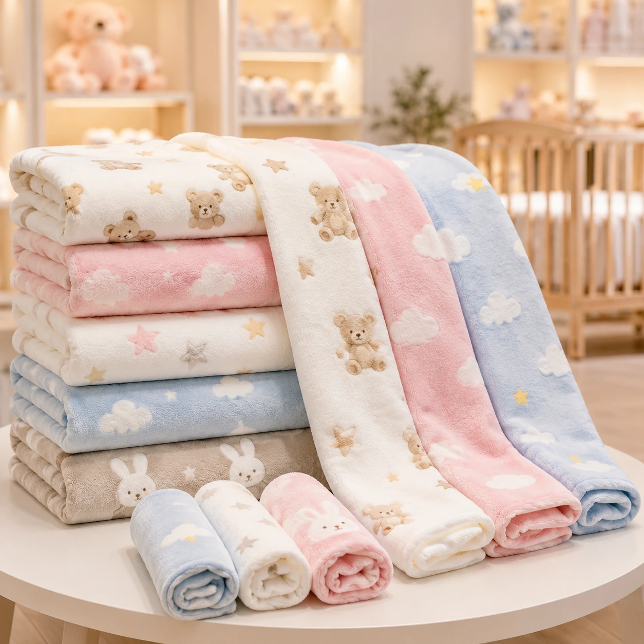 Soft Pastel Printed Baby Blanket Set