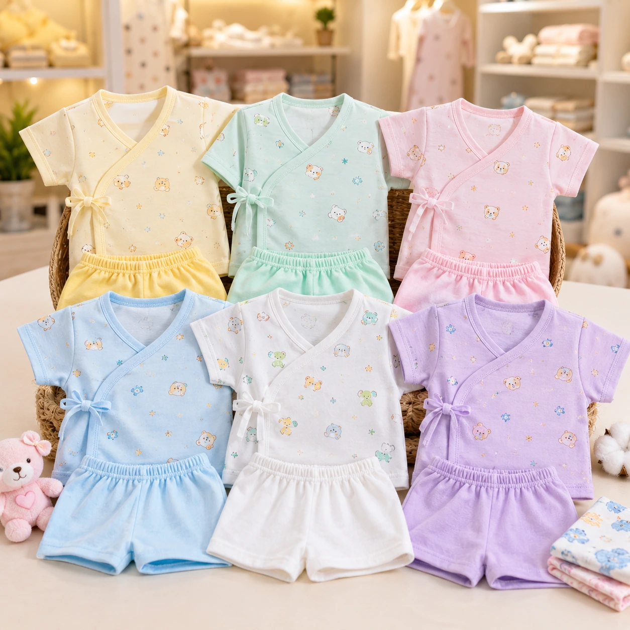Multicolour Cotton Jabla and Shorts Combo
