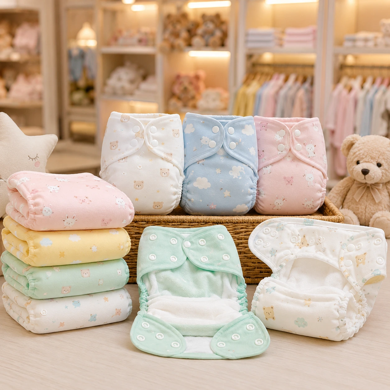 Multicolour Reusable Baby Nappy Combo