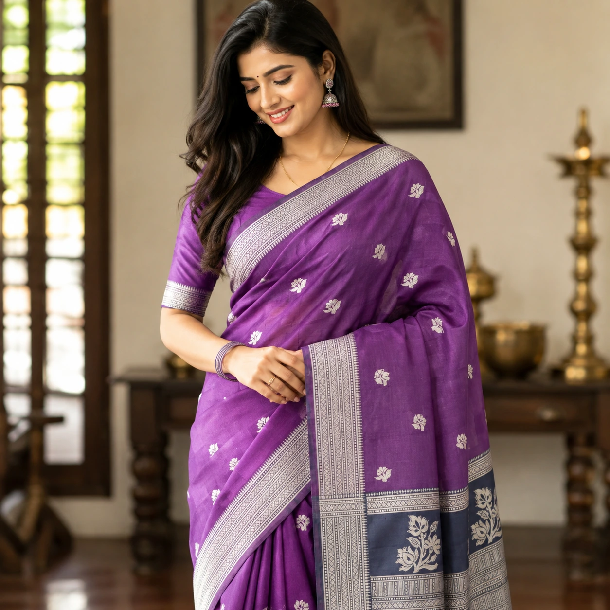 Floral Printed Soft Silk Saree