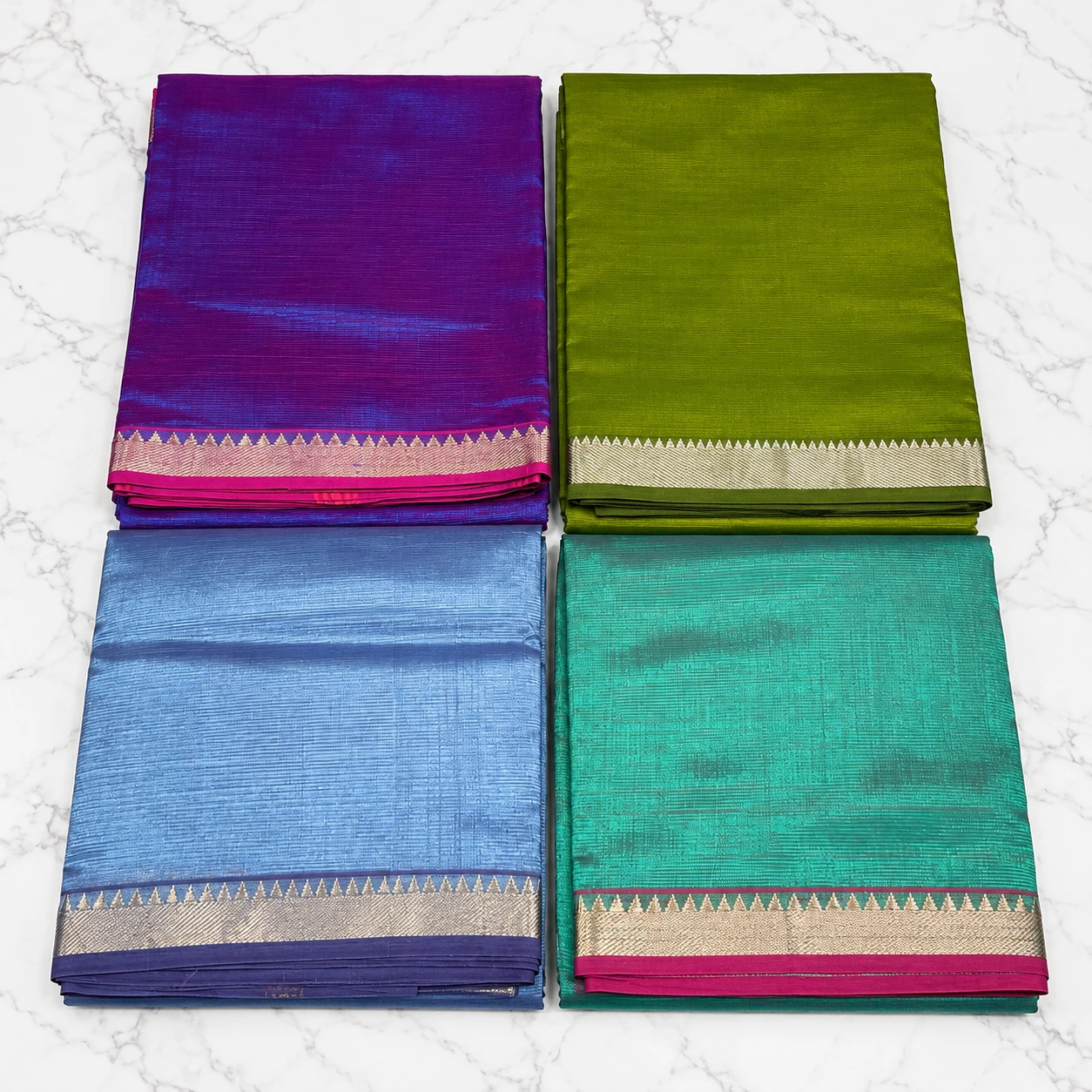 Elegant Dual Tone Silk Sarees with Zari Border