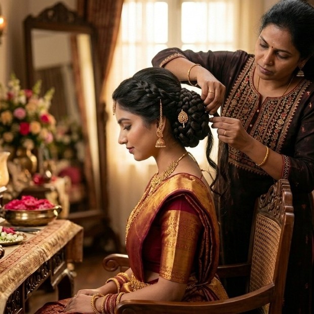 Wedding Flower Braid Setup