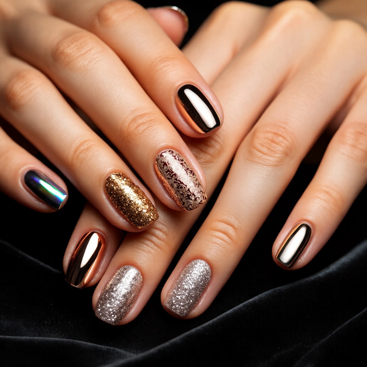Nail Art Sticker or Chrome or Glitter (Per Finger)